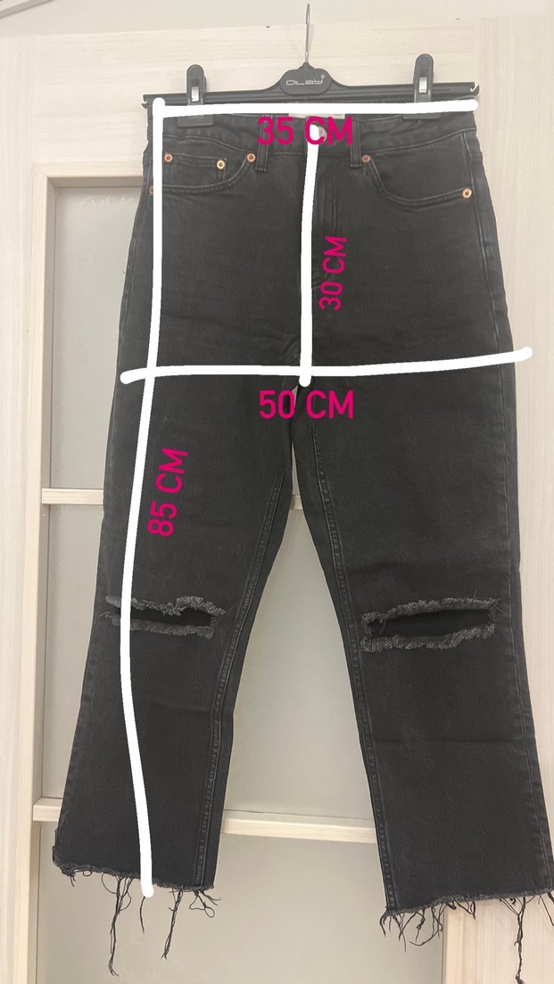 Siyah Kot Pantolon, Regular Fit, Midi Boy - Görsel 2