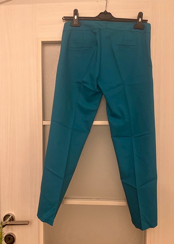 Turkuaz Midi Kadın Kumaş Pantolon - Görsel 4