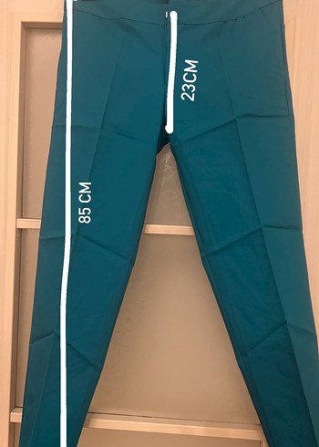 Turkuaz Midi Kadın Kumaş Pantolon - Görsel 3