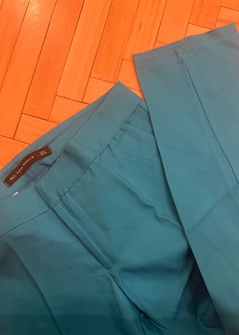 Turkuaz Midi Kadın Kumaş Pantolon - Görsel 2