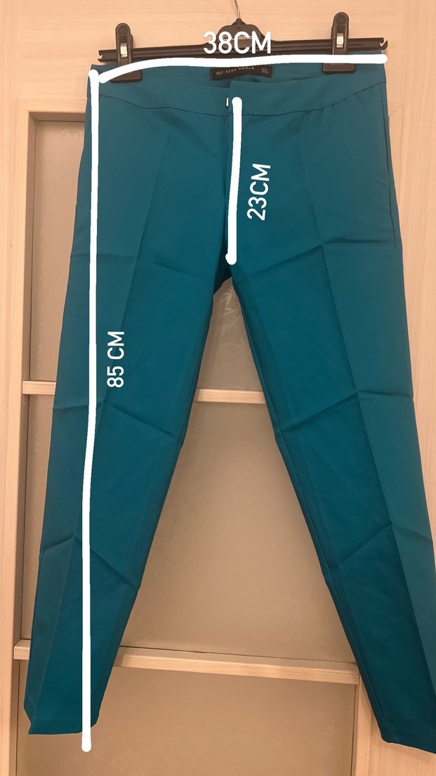 Turkuaz Midi Kadın Kumaş Pantolon - Görsel 3