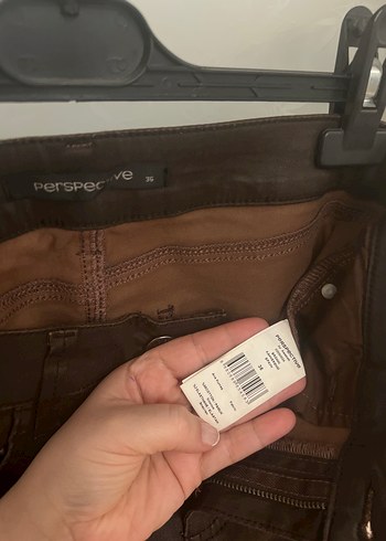 Kahverengi Deri Kadın Pantolon - Görsel 2