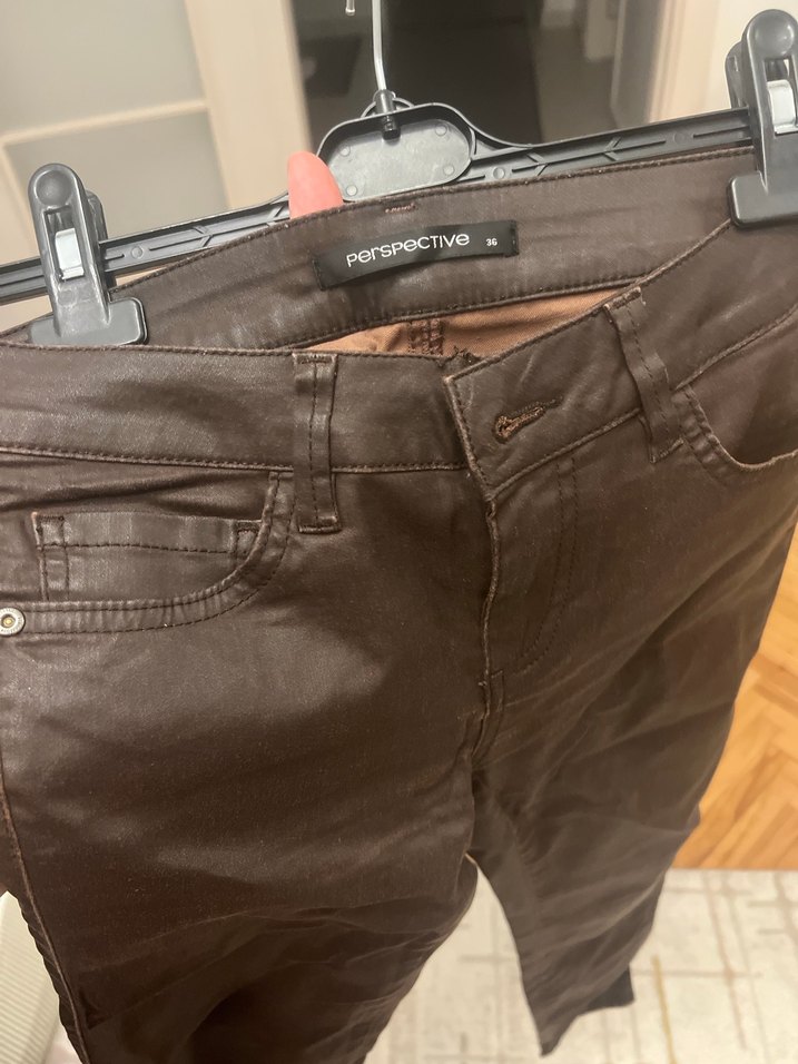 Kahverengi Deri Kadın Pantolon - Görsel 4