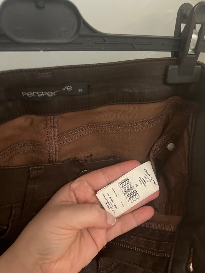 Kahverengi Deri Kadın Pantolon - Görsel 2