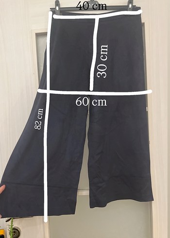 Lacivert Süet Geniş Kesim Midi Kadın Pantolon - Görsel 2