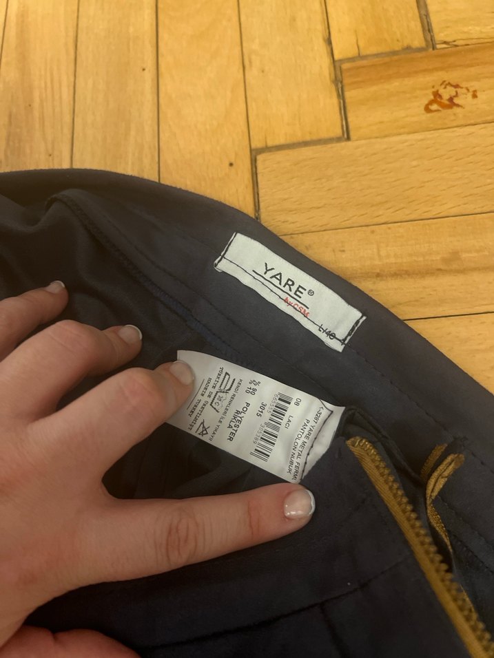 Lacivert Süet Geniş Kesim Midi Kadın Pantolon - Görsel 4