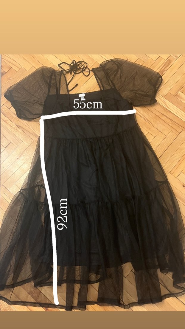 Siyah Tül Katlı  Midi Elbise - Görsel 3