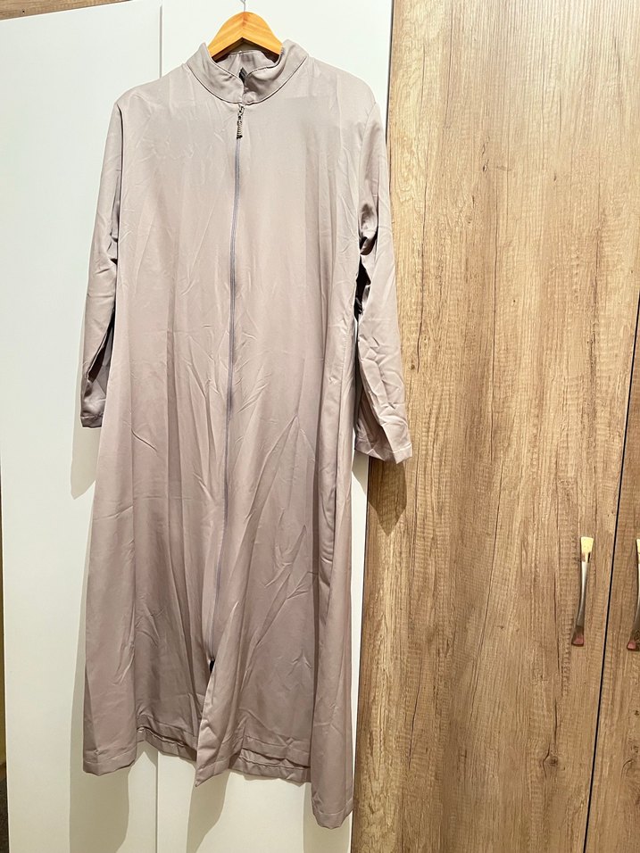 Uzun Kollu Bej Kadın Salaş pardesü - Görsel 2