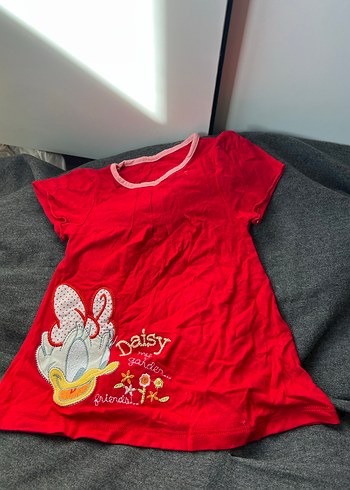 Kız Çocuk Kırmızı Payetli V Yaka Tişört - Görsel 2