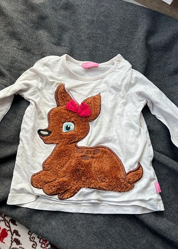 Kız Çocuk Uzun Kollu Kürklü Baskılı Tişört - Görsel 2