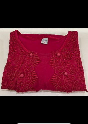 Bordo Dantel İşlemeli lohusa pijama takımı - Görsel 3