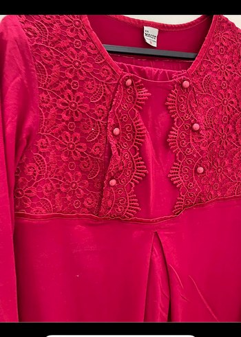 Bordo Dantel İşlemeli lohusa pijama takımı - Görsel 2