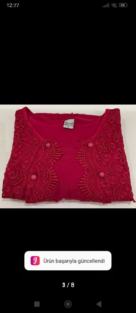 Bordo Dantel İşlemeli lohusa pijama takımı - Görsel 3