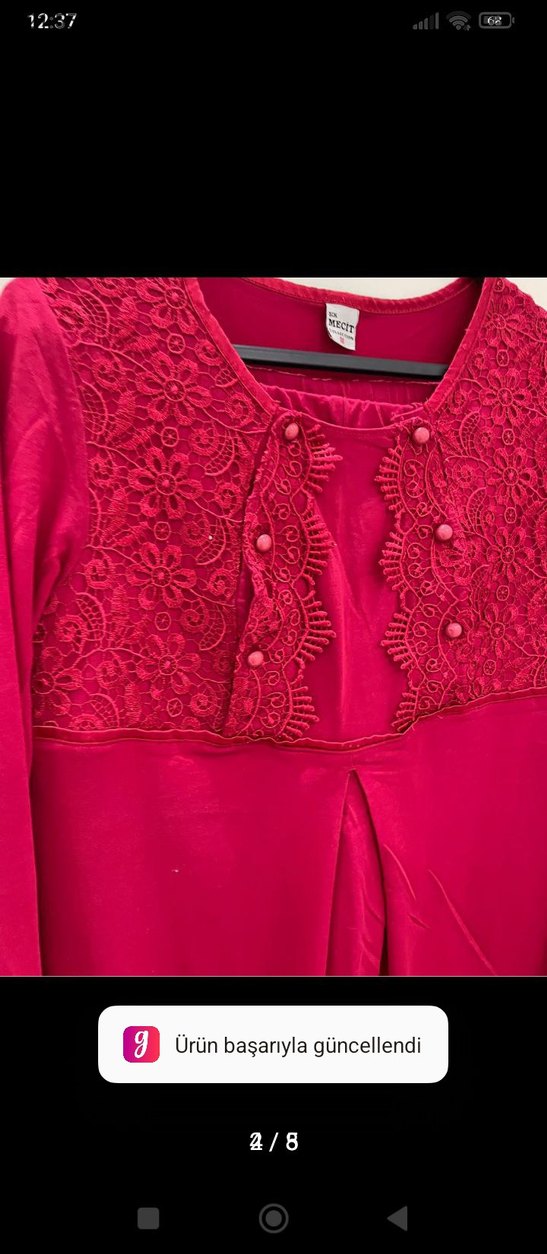 Bordo Dantel İşlemeli lohusa pijama takımı - Görsel 2