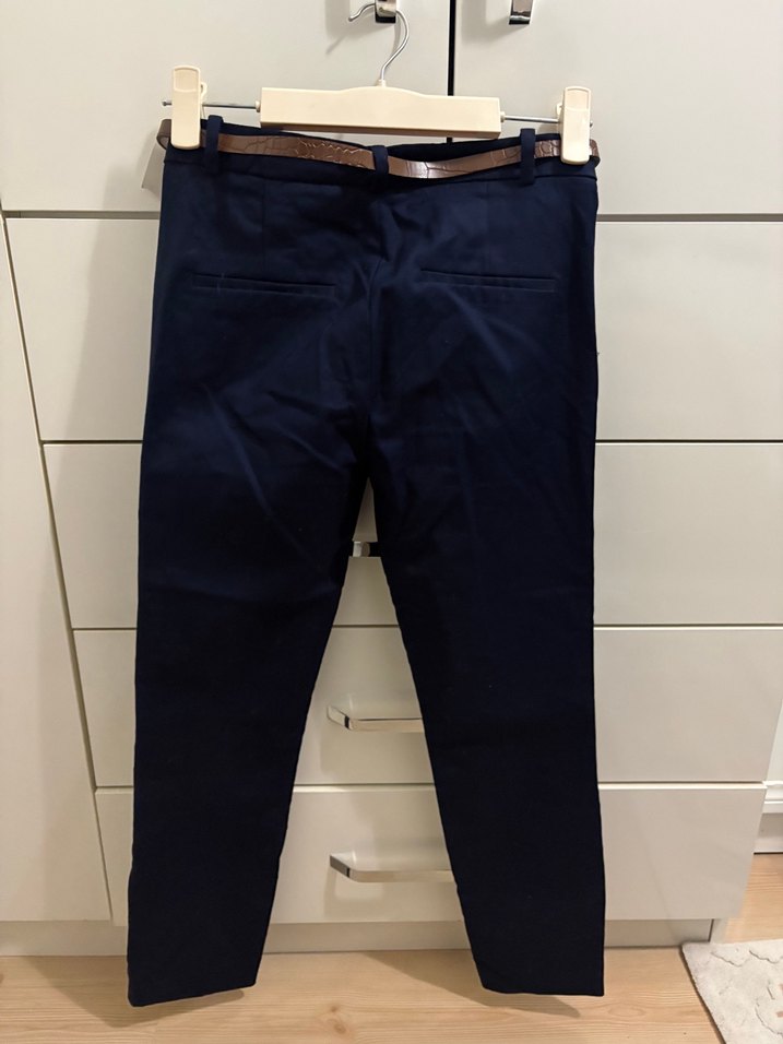 Kemerli Lacivert Kadın Pantolon - Görsel 4