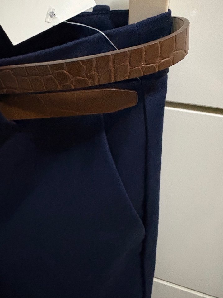 Kemerli Lacivert Kadın Pantolon - Görsel 5