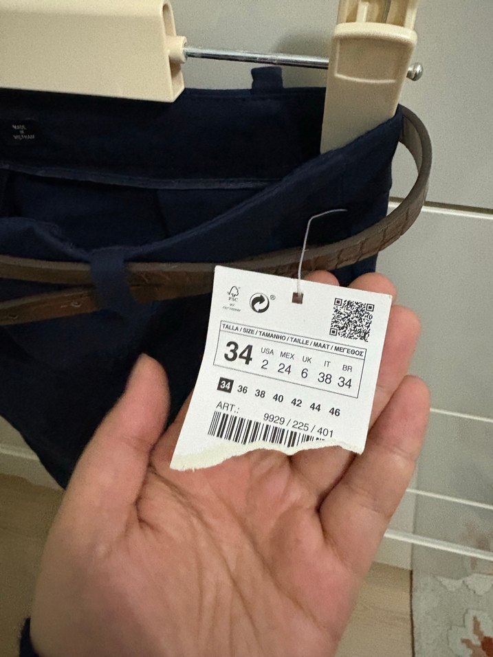 Kemerli Lacivert Kadın Pantolon - Görsel 2