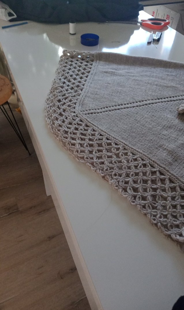 Kız Çocuk Bohem Bej Örgü Panço - Görsel 5