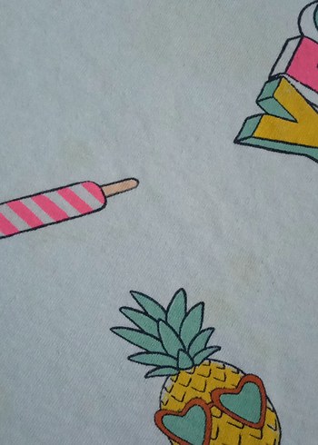 Kız Çocuk Mavi Baskılı Askısız Atlet - Görsel 3