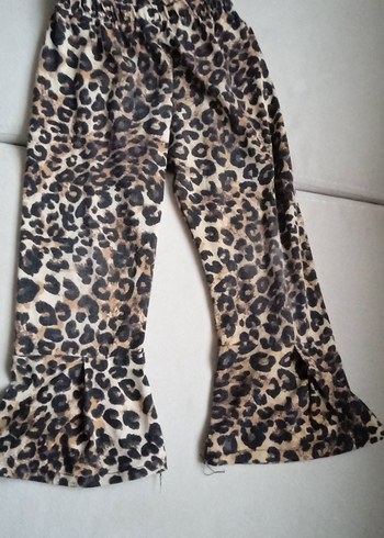 Leopar Desenli Bol Kesim çocuk Kumaş Pantolon - Görsel 2