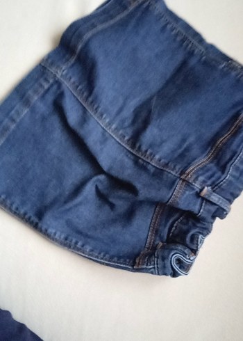 Düğmeli Mavi Kot Etek - Görsel 2