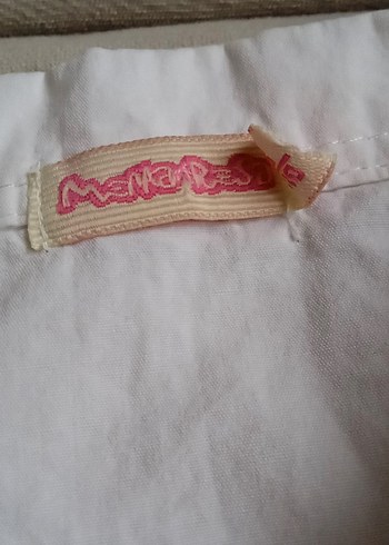 Kız Çocuk Beyaz Keten Kısa Kollu Gömlek - Görsel 4