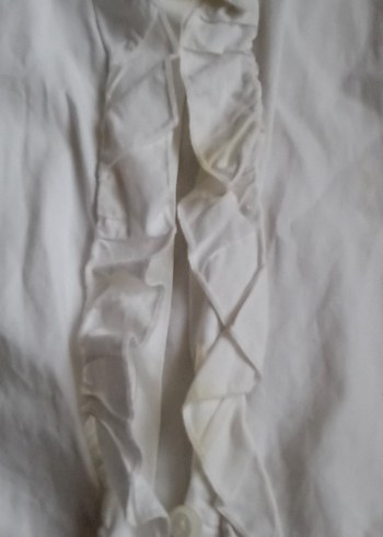 Kız Çocuk Beyaz Keten Kısa Kollu Gömlek - Görsel 3