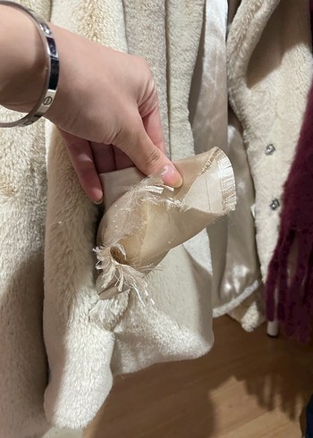 Diğer Bej Midi Boy Suni Kürk Detaylı Ceket