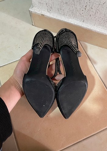 38 Beden siyah Renk Siyah Parıltılı Stiletto