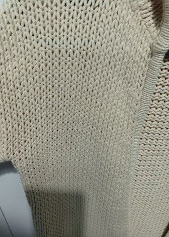 Bej Örgü Kapüşonlu Salaş Hırka - Görsel 4