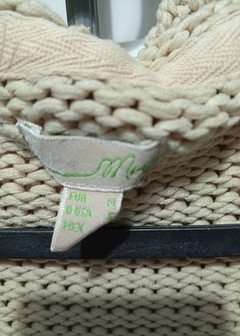 Bej Örgü Kapüşonlu Salaş Hırka - Görsel 5