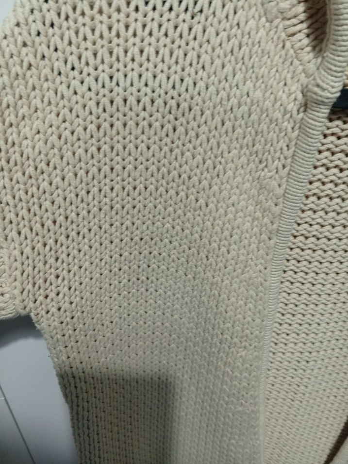 Bej Örgü Kapüşonlu Salaş Hırka - Görsel 4