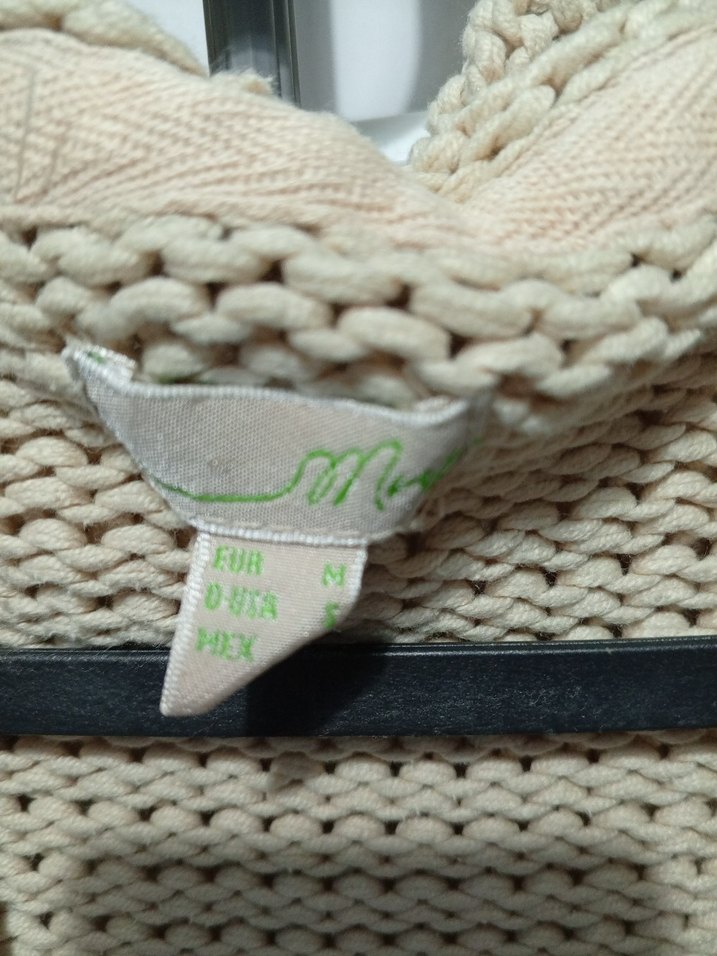 Bej Örgü Kapüşonlu Salaş Hırka - Görsel 5