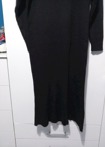 Siyah Yüksek Yakalı Örgü Kadın Elbise - Görsel 2