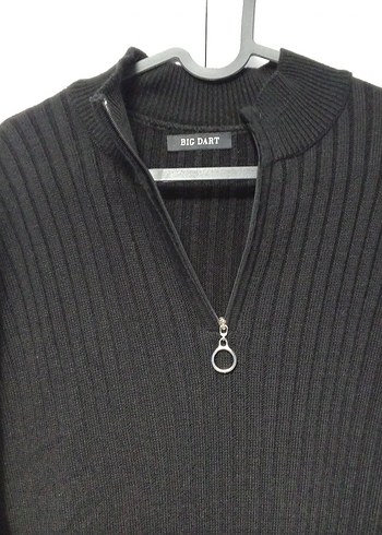 Siyah Yüksek Yakalı Örgü Kadın Elbise - Görsel 4