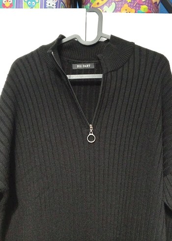 Siyah Yüksek Yakalı Örgü Kadın Elbise - Görsel 5