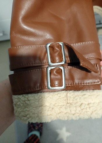 Kahverengi Kürklü Deri Kadın Mont - Görsel 7