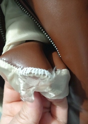 Kahverengi Kürklü Deri Kadın Mont - Görsel 9