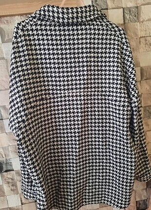 xl Beden Kazayağı Desen Oversize Yünlü Gömlek
