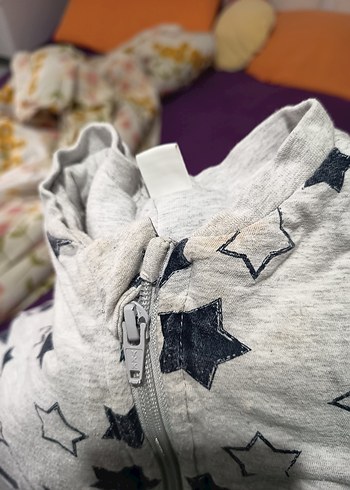 Gri Yıldız Desenli Bebek Uyku Tulumu - Görsel 3