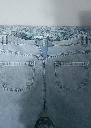 12-13 Yaş Beden Gri Baskılı Kız Denim Pantolon
