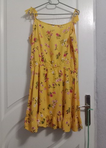LC Waikiki Sarı Çiçek Desenli Bohem Elbise