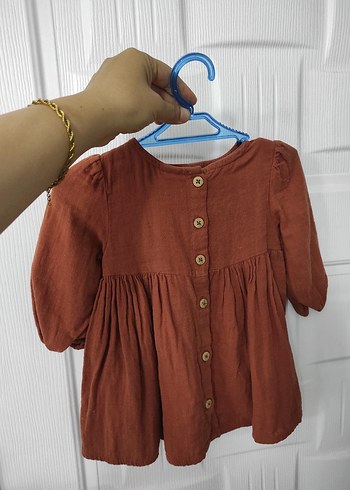 Kız bebek müslin kumaş Nakışlı Elbise - Görsel 2