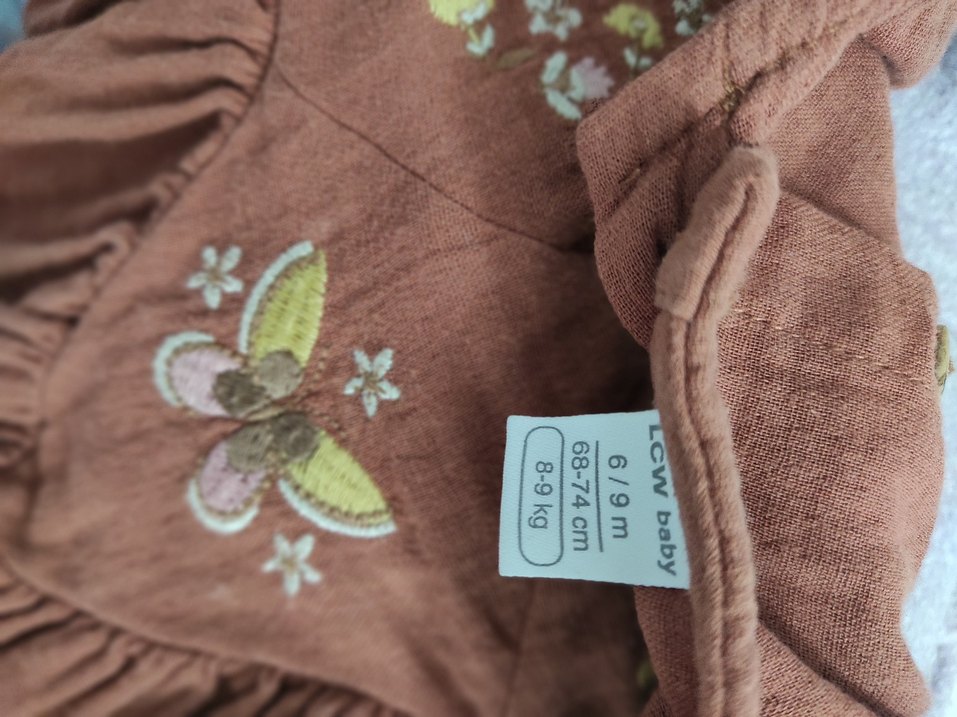 Kız bebek müslin kumaş Nakışlı Elbise - Görsel 4