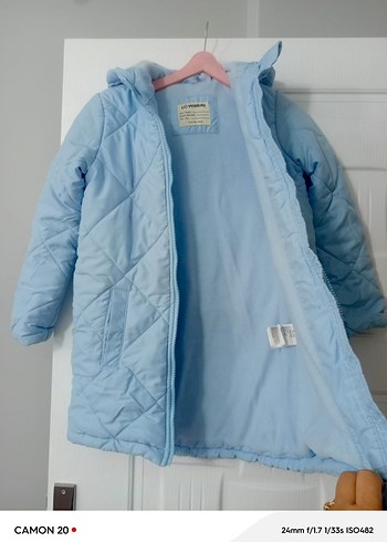 Kız Çocuk mavi Kapüşonlu Fermuarlı Mont - Görsel 3