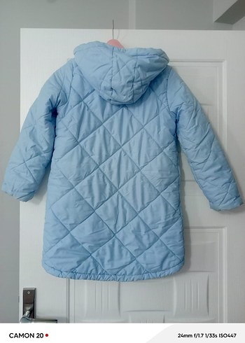 Kız Çocuk mavi Kapüşonlu Fermuarlı Mont - Görsel 4