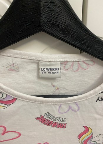 Kız Çocuk Beyaz Baskılı Kısa Kollu Tişört - Görsel 2