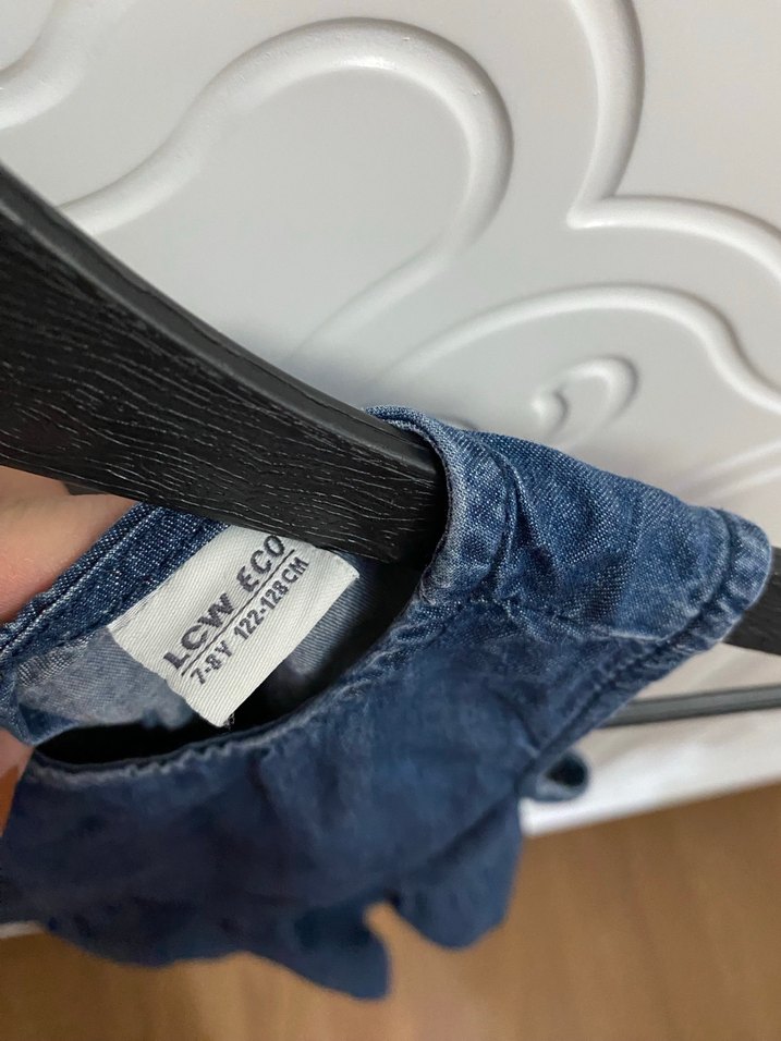 Kız Çocuk Lacivert Denim Elbise - Görsel 2