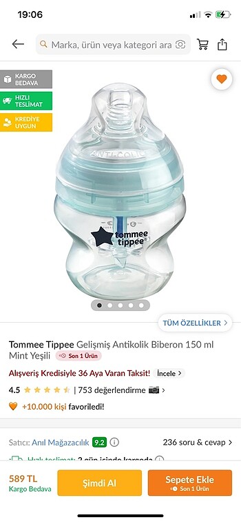 tommee tippee antikolik biberon