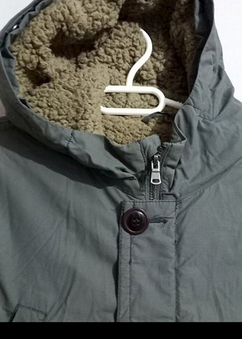 Bennetton .kadın Gri Kapüşonlu Düğmeli Kaban - Görsel 4